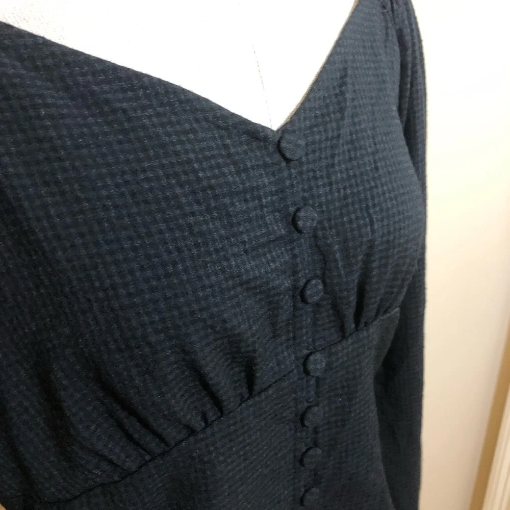 Madewell Preston puff sleeve top blouse button front gingham